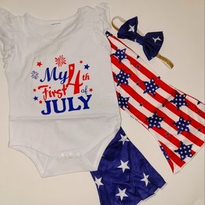 Baby Girl's First 4th of July 3 piece Outfit, 3/6 Months.***NWT***